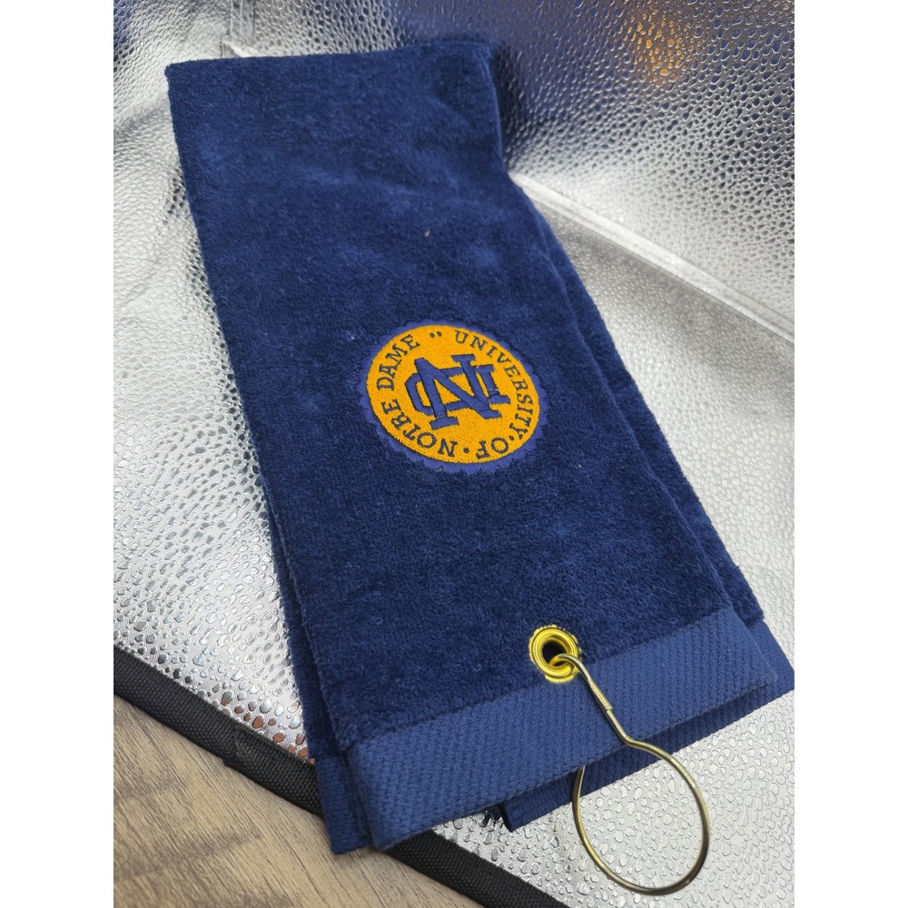 Vintage Notre Dame Fighting Irish Golf Towel Cannon Royal Family Blue Cotton USA